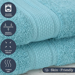 Fresh From Loom Luxury Edition Egyptian 100% Pure Cotton Bath Towel 1200 Gsm | High Water Heavy Soft Dual Stitched Bath Towel (Turquoise Blue) - 2 Pcs