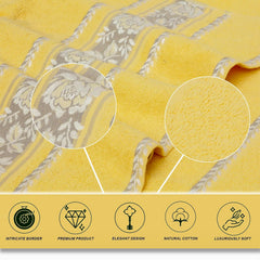 Liberty Towels 100% Cotton Large Size Bath Towel 450 Gsm | Highly Absorbent, Soft & Quick Dry Bathroom Towel | Elegant Design (Yellow)
