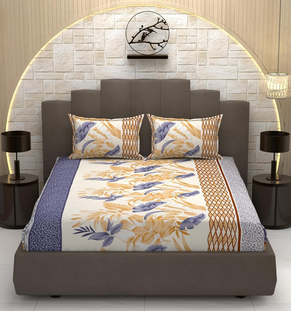 Bedsheet For Queen Size Bed With 2 Pillow Covers - 90 X 100 Inches, Multicolor | Soft, Breathable, Wrinkle Free & Fade Resistant