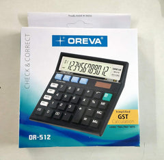 Oreva Or-512 Check & Correct GST Calculator (Black) | 12 Digit Calculator Runs On Solar & Battery - 120 Steps Check Correct