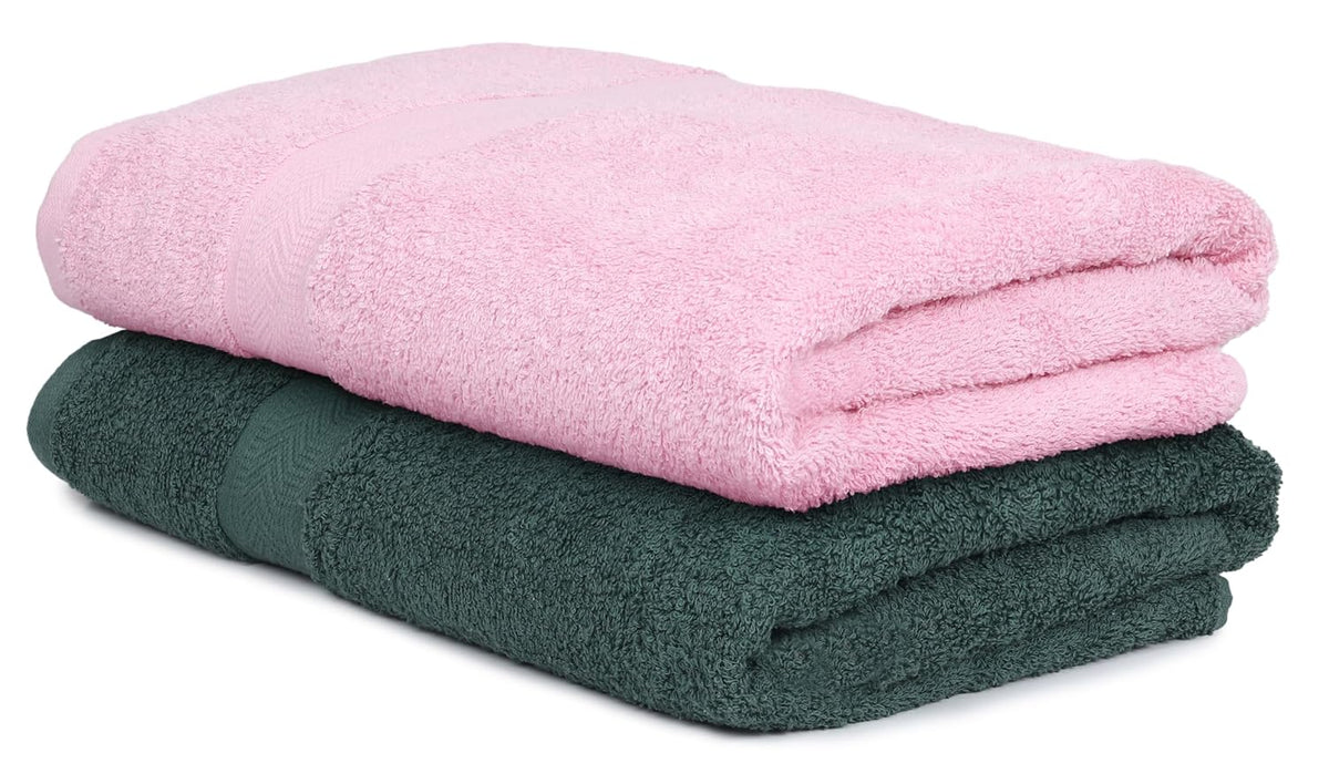 Palatial Lifestyles Cotton Bath Towel 1000 Gsm | Ultra-Soft & Highly Absorbent 100% Cotton Large Size Bath Towels (Baby Pink & Green) - Set Of 2
