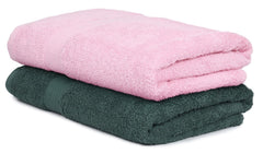 Palatial Lifestyles Cotton Bath Towel 1000 Gsm | Ultra-Soft & Highly Absorbent 100% Cotton Large Size Bath Towels (Baby Pink & Green) - Set Of 2