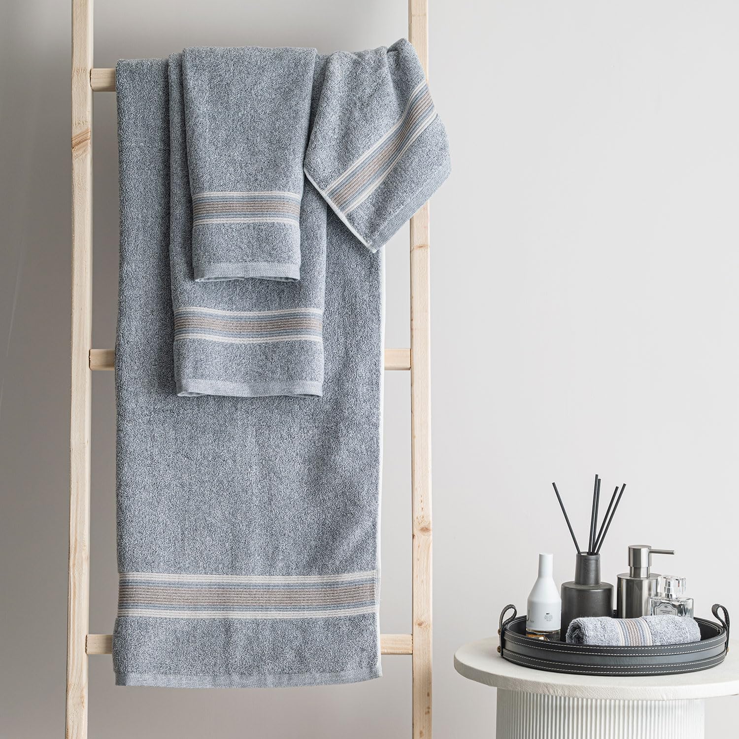 Spread Spain Water & Soil Face Towel 300 Gsm | Luxurious Blend Of Cotton & Bamboo Fiber Face Towel Ultra-Absorbent, Quick-Drying & Skin-Friendly (Denim) - Pack Of 2