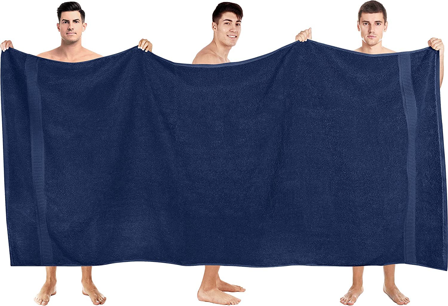 Tiqh 100% Cotton Bath Towel 600 Gsm | Highly Absorbent & Quick Dry Extra Large Bath Towel (Navy)