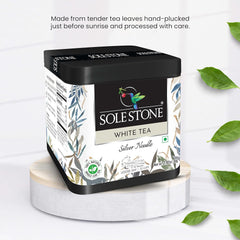 Sole Stone Silver Needle White Tea - 80gm, 2.8 Ounce, 32 Cups | Reduces Anxiety, Stress Relief - Rich In Antioxidants, 0% Bitterness, Low Caffeine | 100% Natural Whole Leaf Tea