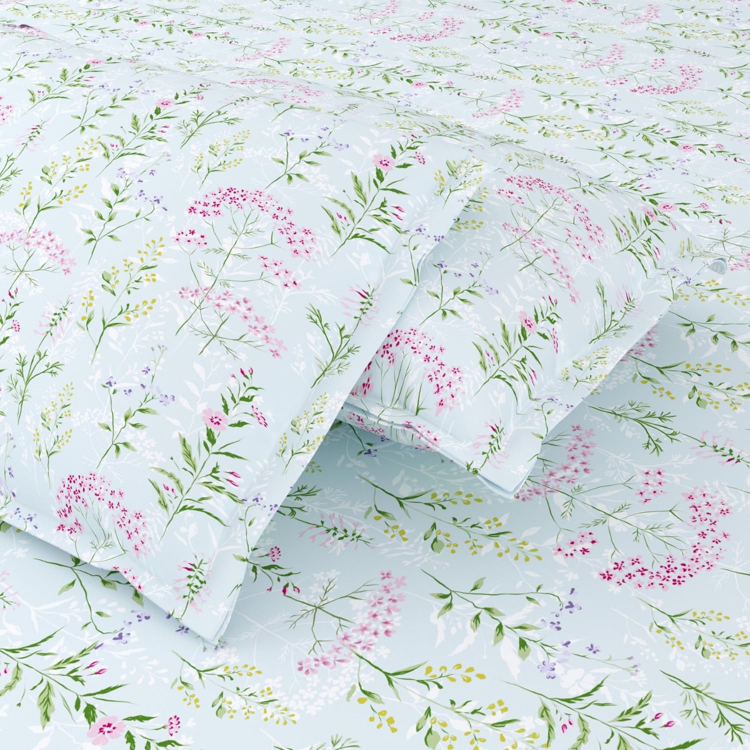 Flat Bedsheet Queen Size Bed With 2 Pillow Covers - 100 X 90 Inches, Sky Blue | Soft, Breathable & Durable | Skin-Friendly & Durable