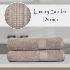 Rangoli 100% Cotton Fibre Bath Towel 1000 Gsm | Highly Durable & Super Absorbent Towel | Skin-Friendly & Quick Drying Luxury Towels (Ash Brown) - Pack Of 2