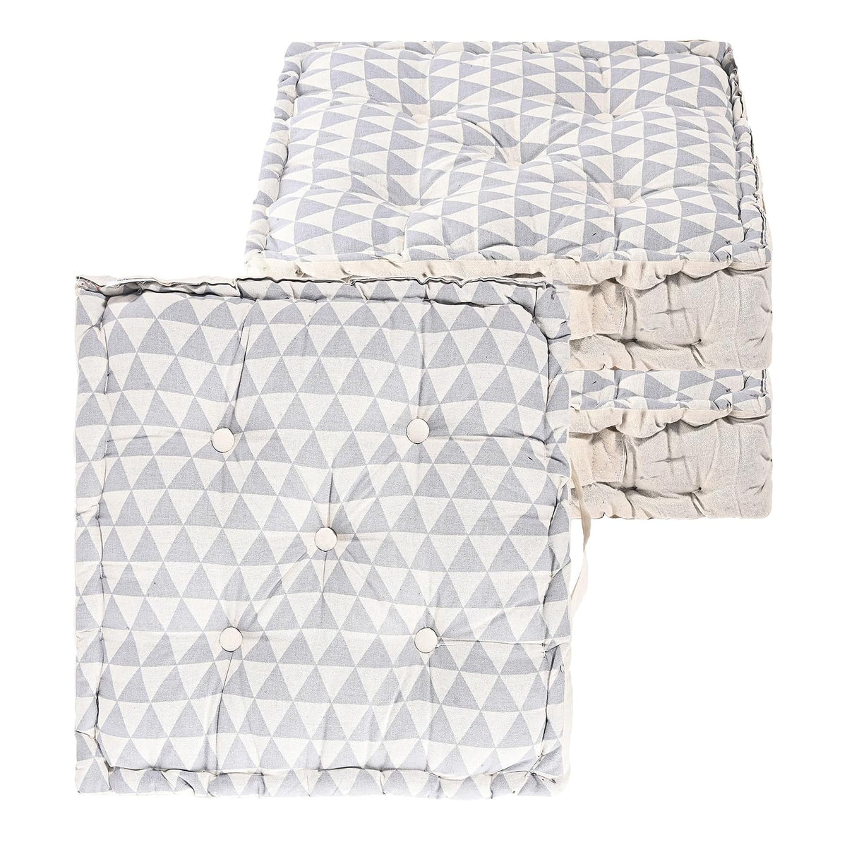 Soft & Comfortable Cotton Chair Cushion Pillow For Sitting, Triangular Print - Grey | Pillow For Office Work & Posture Support | Sitting Cushion & Back Rest For Chair | Pain Relief - Pack Of 3