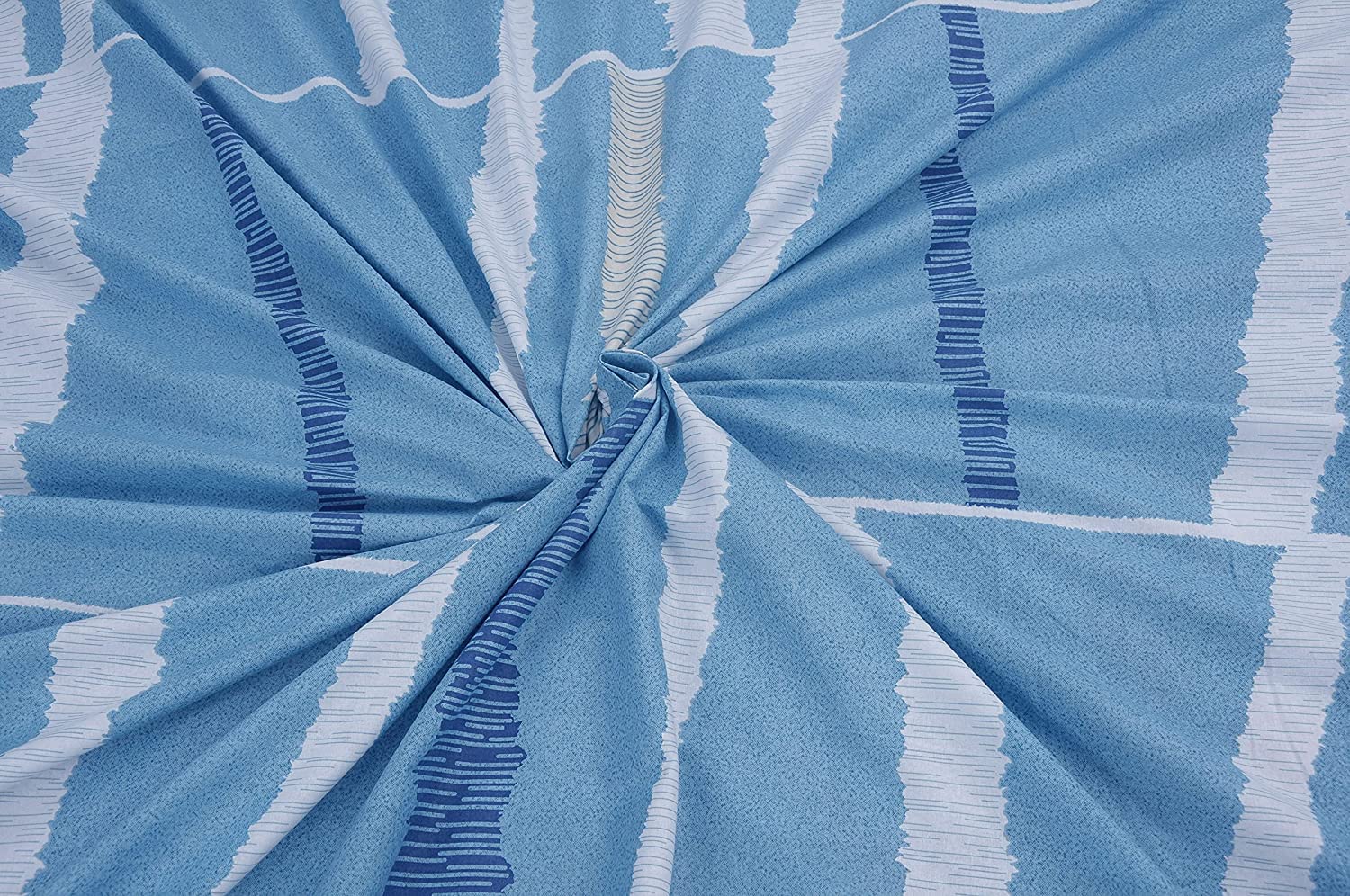 King Size Bedsheet With 2 Pillow Covers - 110 X 108 Inches, Sky Blue & White | Ideal For House, Guest House, Hotel | Soft & Comfortable Sleep Experience