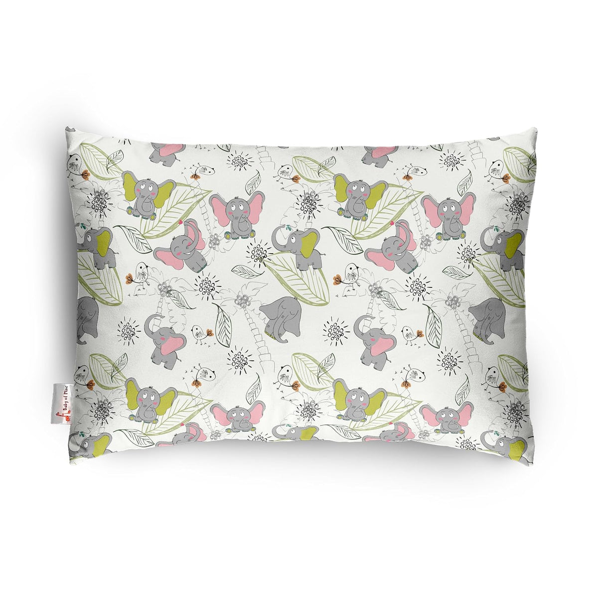 Premium Baby Pillow For Kids, Super Soft Cotton Kids Cushion - 12 X 18 Inches | For 5 Years Old Kids, Cartoon Prints - Big Ears Elephant | Bed Pillow, Washable, Easy To Care - Pillow 18
