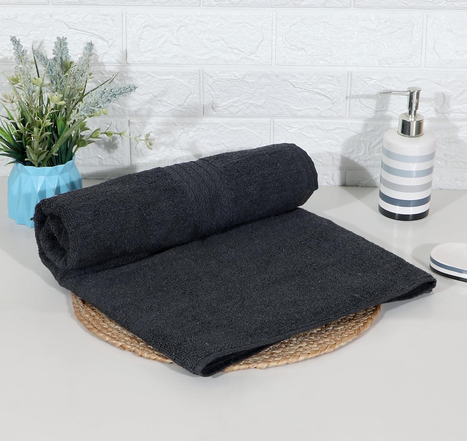 RD Trend 100% Cotton Bath Towels 1000 Gsm | Soft & Absorbent Bath Towel For Men, Women Urban Comfort (Black & Wine) - 2 Pcs