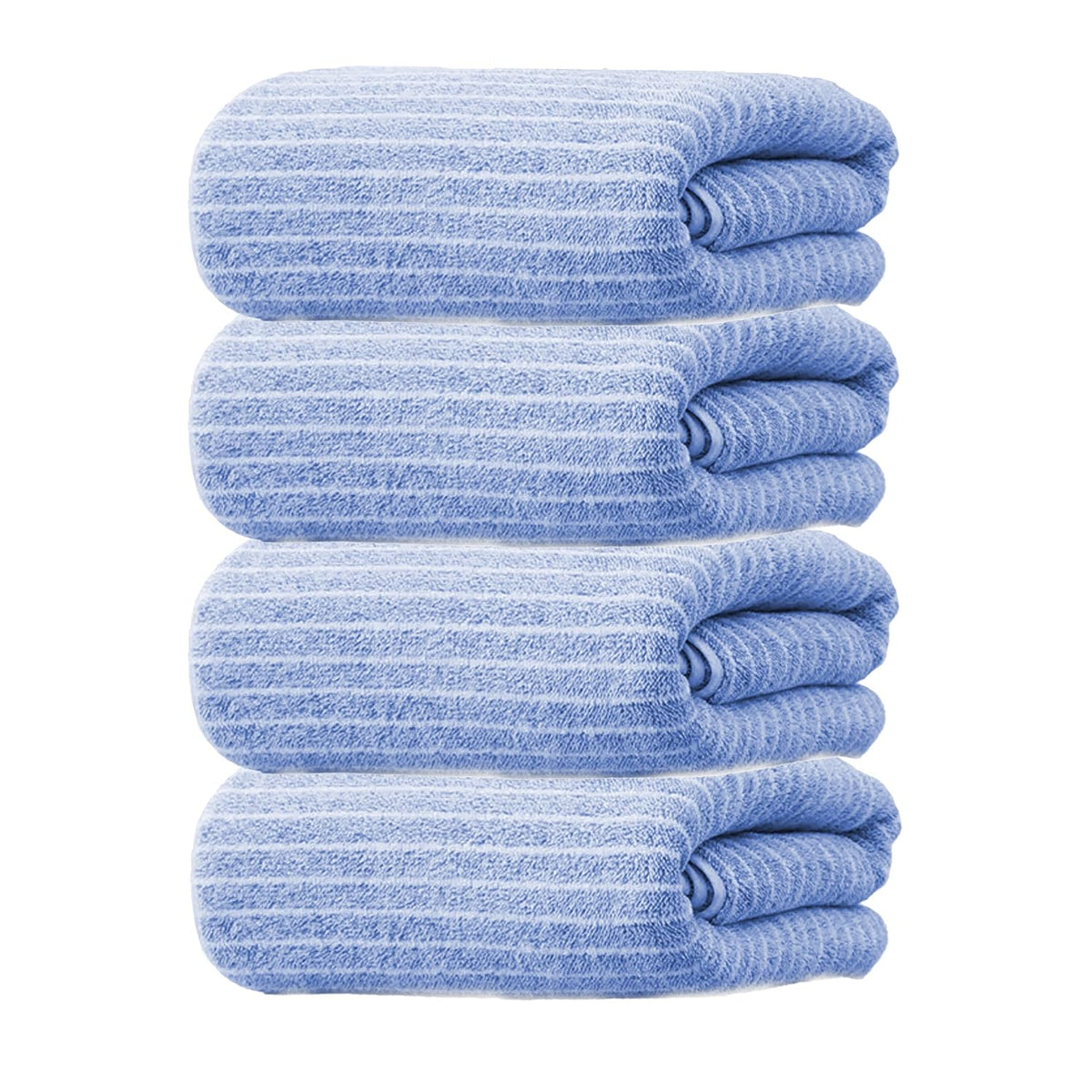 Black Gold The Finer Touch Microfiber Striped Hand Towel 800 Gsm | Soft & Quick Dry, Lightweight & Absorbent Face Towel (Blue) - Pack Of 4