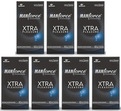 Manforce Xtra Pleasure Xtra Dotted Climax Delay Condoms, Unflavoured, 10 Pcs (Pack Of 7)