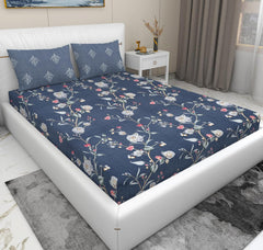 Elastic Fitted Bedsheets For King Size Bed With 2 Pillow Covers - 100 X 108 Inches, Grey & Pink | Ideal For Hotel, House, Guest House