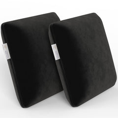 Memory Foam Square Cushion Pillow, For Car, Sofa & Diwan, Bed, Chair - Black - 12 X 12 X 4 Inch | Highly Durable, Hypoallergenic, Velvet Cover, Furniture Cushion, Multipurpose Use - Pack Of 2