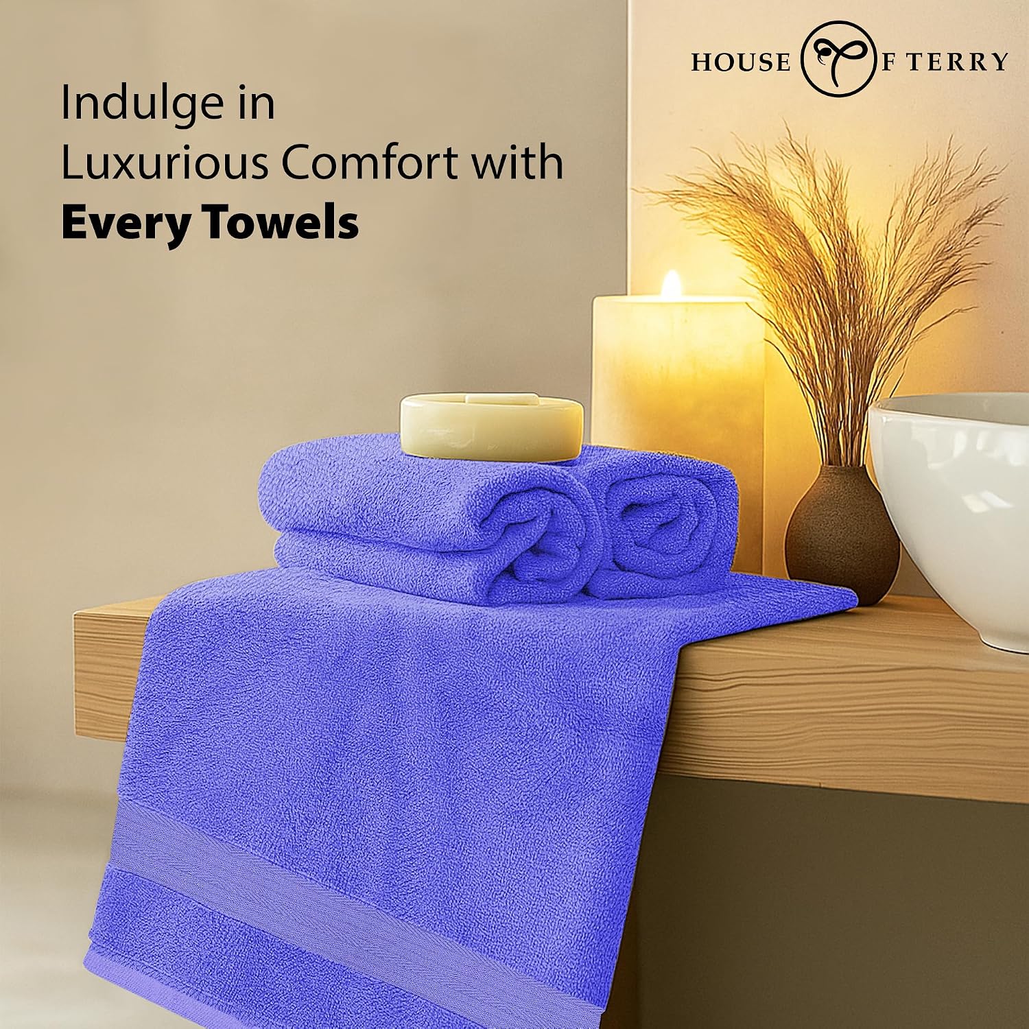 House Of Terry 100% Cotton Bath Towel 1000 Gsm | Quick Dry, Soft & Absorbent, Fade-Resistant, Skin-Friendly, For Men & Women Towel (Lilac) - Pack Of 2
