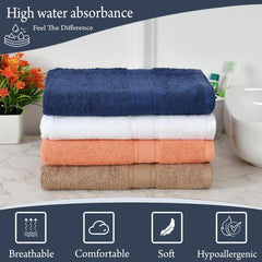 Fresh From Loom Luxury Edition Egyptian 100% Pure Cotton Bath Towel 2400 Gsm | High Water Heavy Soft Dual Stitched Bath Towel (Mulicolor) - 4 Pcs