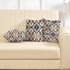 Microfiber Square Pillow Cushion For Sofa, Black & Brown, Grey - 16 X 16 Inch | Soft, For Comfort & Back Support | Breathable, Washable, Premium Cotton Cushion Cover, Neck Support - Set Of 3