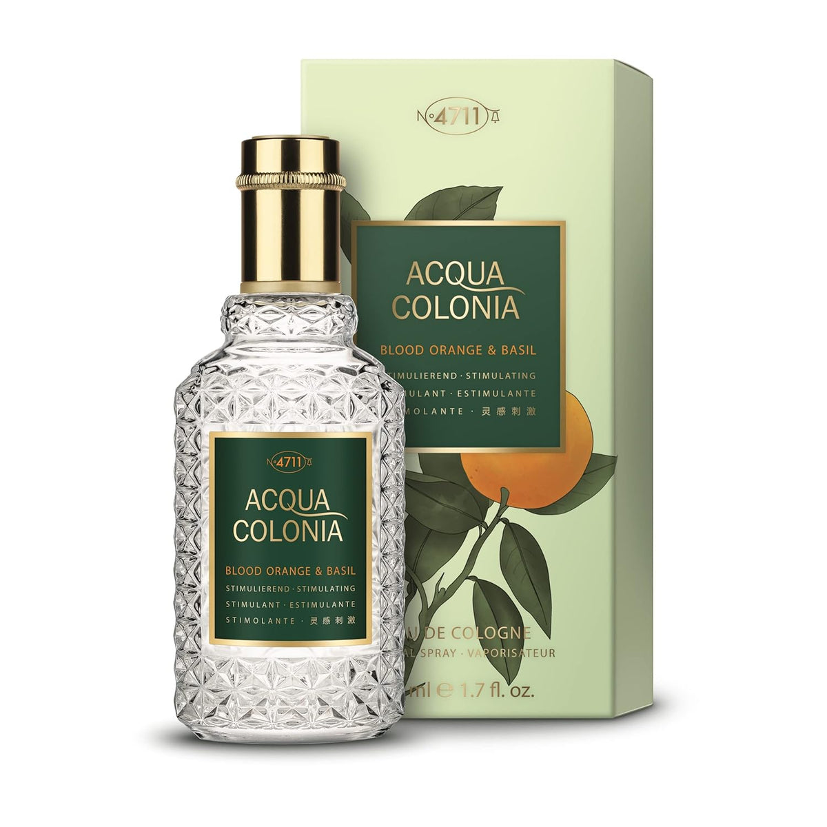 4711 Acqua Colonia Blood Orange & Basil Eau De Cologne 50ml 1.6 Fl.oz. | Long Lasting Fragrance For Men & Women