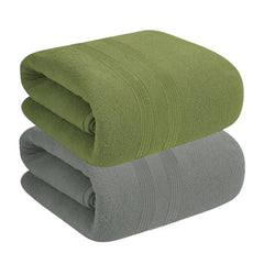 House Of Terry 100% Cotton Bath Towel 900 Gsm | Quick Dry, Fade-Resistant, Soft, Lightweight & Absorbent For Men & Women Large Size Towel (Grey & Olive Green) - 2 Pcs