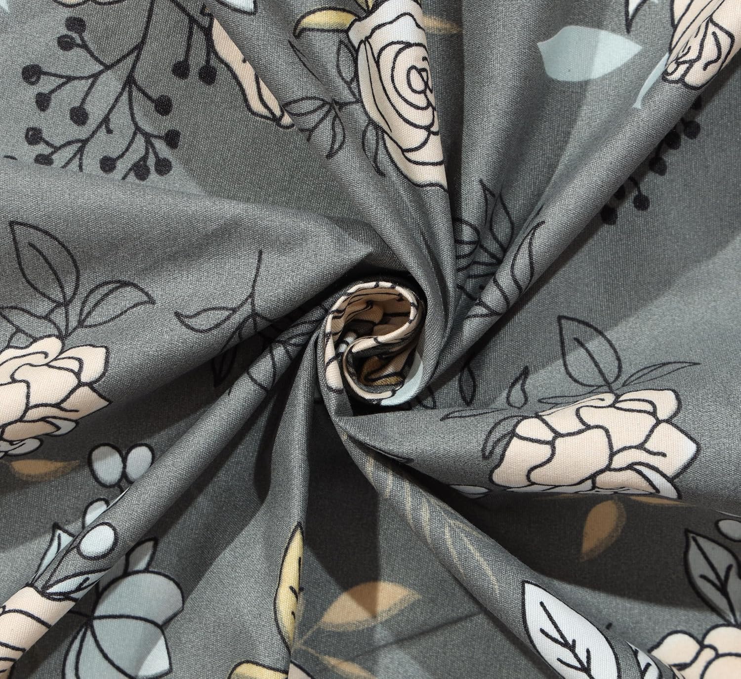 Printed Double Bedsheet With 2 Pillow Cover - 72 X 78 X 6 Inches, Dark Grey | All Around Elastic Fitted Bedsheet | Super Soft Polycotton With 200 Thread Count