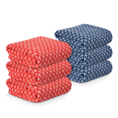 Heart Home Microfibre Bath Towel 1680 Gsm | Quick Dry Absorbent Gym Sweat Workout & Shower Body Towel - Red & Blue (6 Pcs)