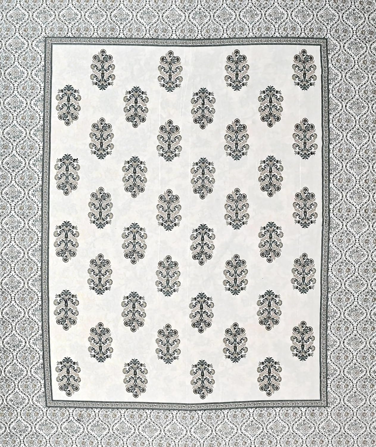 100% Cotton Jaipuri Bedsheet For King Size (90 X 103 Inches, Cream & Brown) With 2 Pillow Covers | Perfect For Everyday Use, Guest Rooms, Or Gifting On Special Occasions