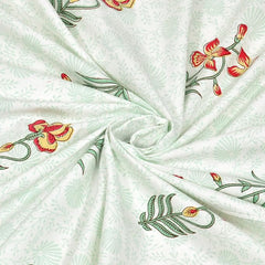 Hand Block Printed Cotton King Size Bedsheet With 2 Pillow Covers, 90 X 108 Inches, White | 200 Thread Count-Good For Villas, Resorts, Guest Houses, & Daily Home Use