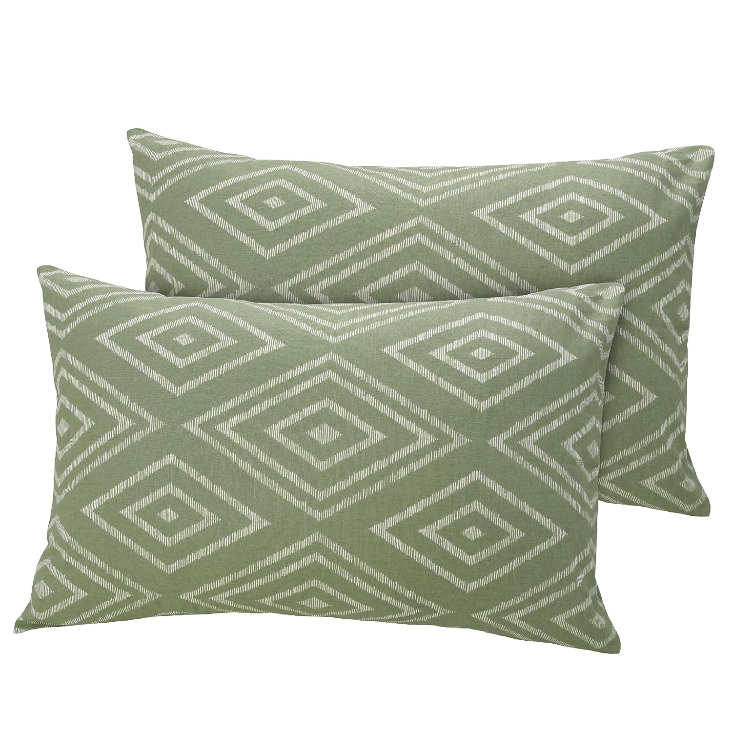 Super King Size Bedsheets 108 X 108 Inches With 2 Pillow Covers, White & Sage Green | Lightweight & Breathable Cotton Bedsheet