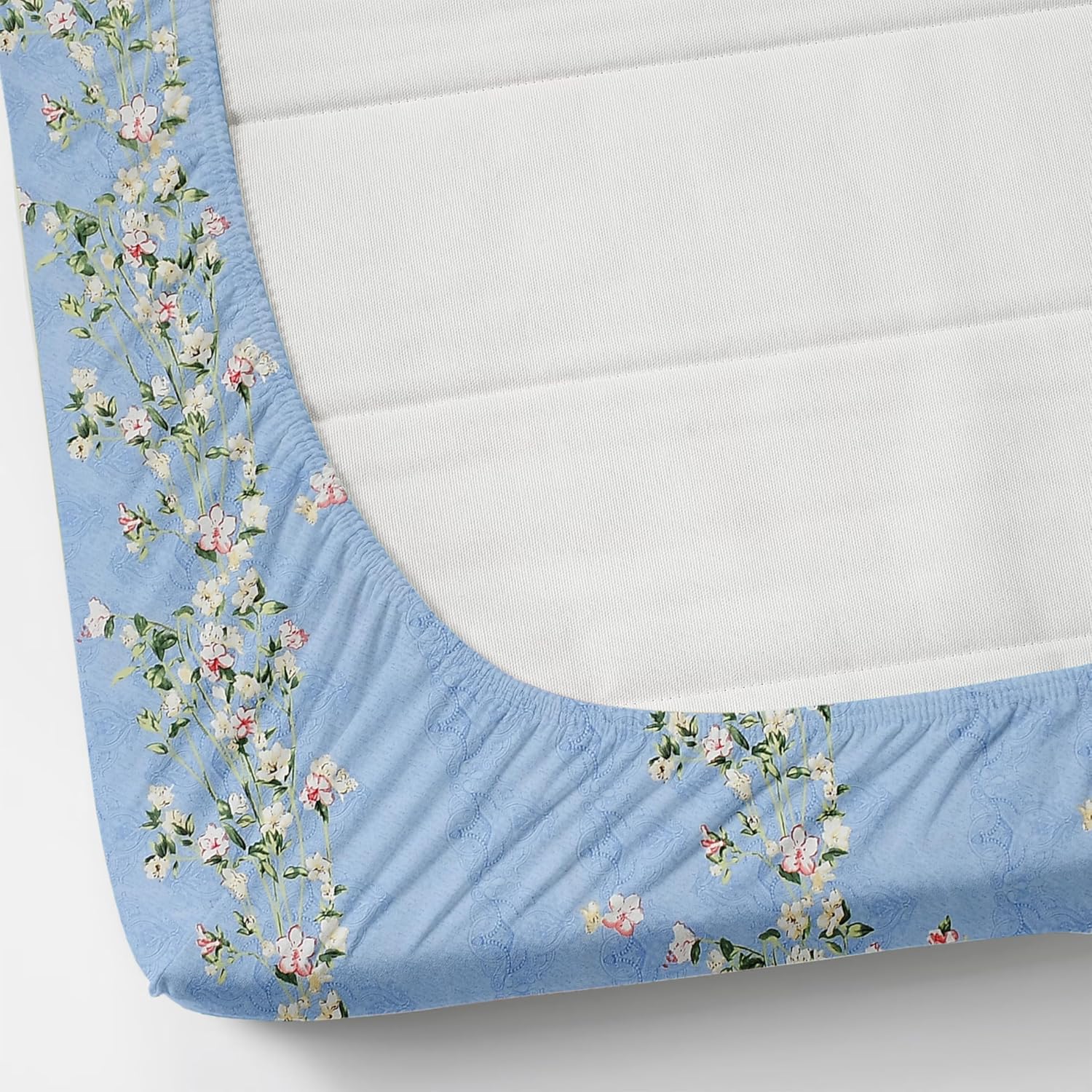 Elastic Fitted Double Bedsheets For King Size With 2 Pillow Covers - 72 X 78 X 10 Inches, Sky Blue | Premium Heavy Cotton All Around Elastic Fitted | Ideal For Hotel, Home, Bedroom
