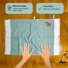 Indihaus Bamboo Hand Towels 300 Gsm | Super Soft & Absorbant (Blue & Teal)- Pack Of 4
