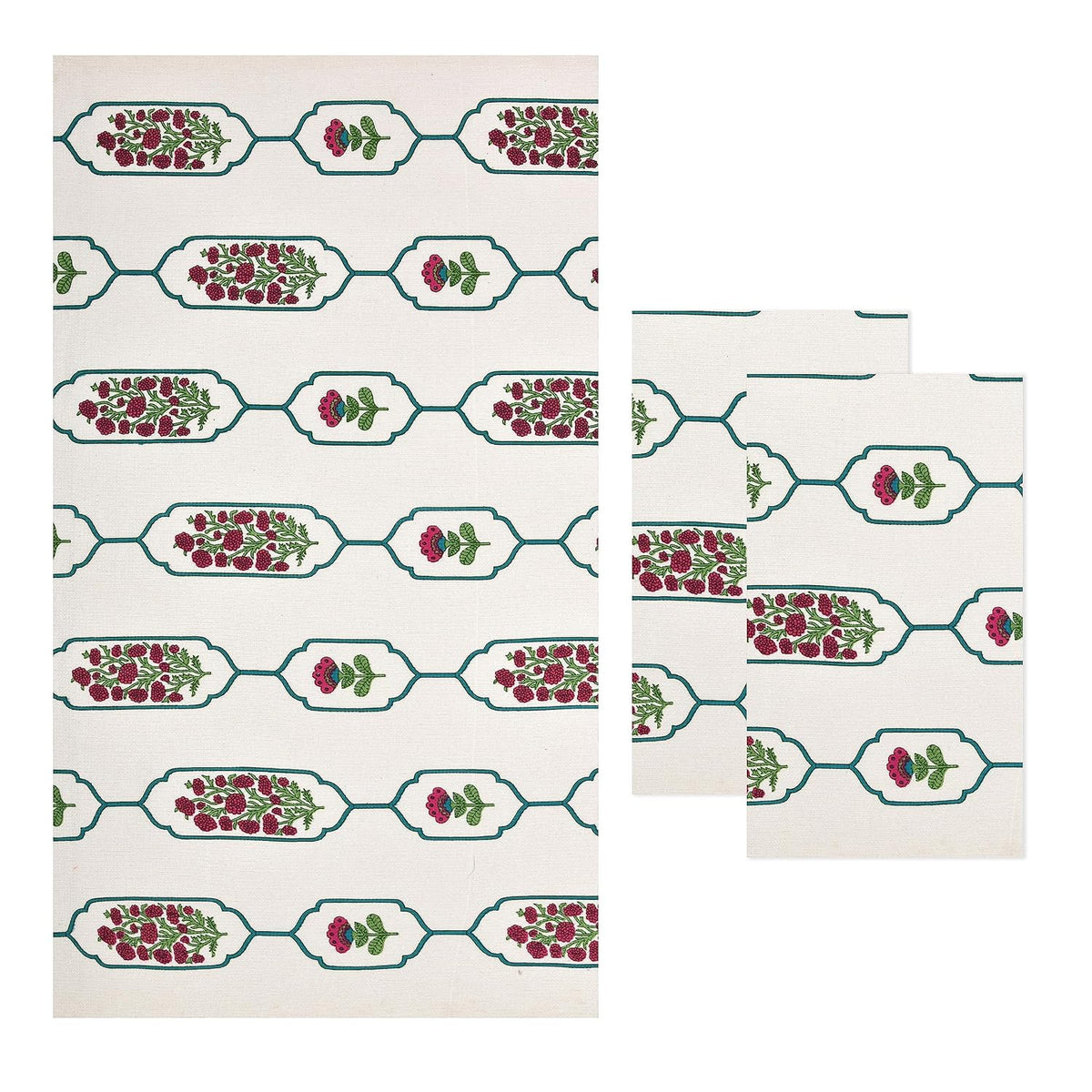 Mafatlal Madhuban Premium Waffle Cotton 1 Bath & 2 Hand Towel 700 Gsm | Hand Printed Quick Dry, Soft & Absorbent Towel (Antique White) - 3 Pcs