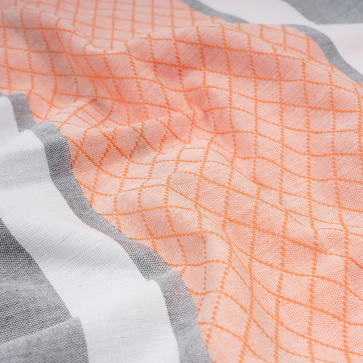 Thirsty Towel Cotton Brocade Bath Towel 250 Gsm | Quick Dry Lightweight | High Absorbent Compact (Orange Peel)