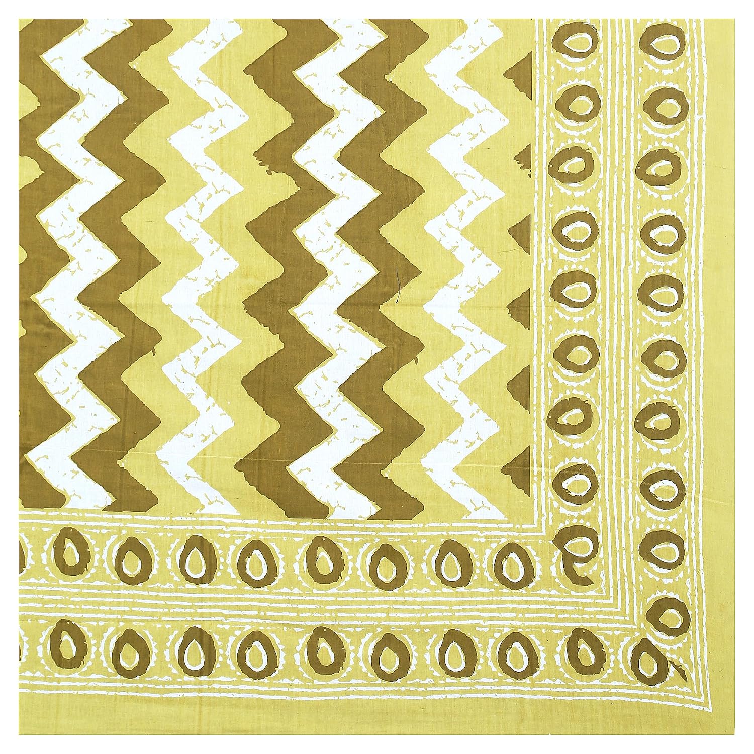 Printed Double Bedsheets For King Size With Tow Matching Pillow Covers - 90 X 100 Inches, Green & Brown | Comfort Jaipuri Collection Bedsheet - Suitable For All Seasons