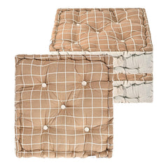 Soft & Comfortable Cotton Chair Cushion Pillow For Sitting, Check Print - Brown | Pillow For Office Work & Posture Support | Sitting Cushion & Back Rest For Chair, Pain Relief - Pack Of 3