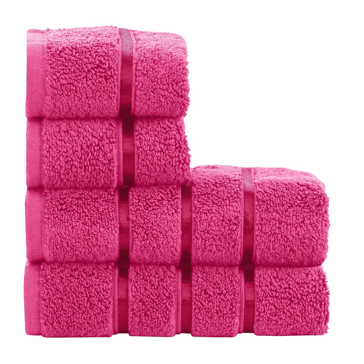 Spread Spain Roman 100% Cotton Bath Towel 600gsm | Super Absorption Quick Dry Large & Small Towel Set - Fuchsia (Set Of 4)