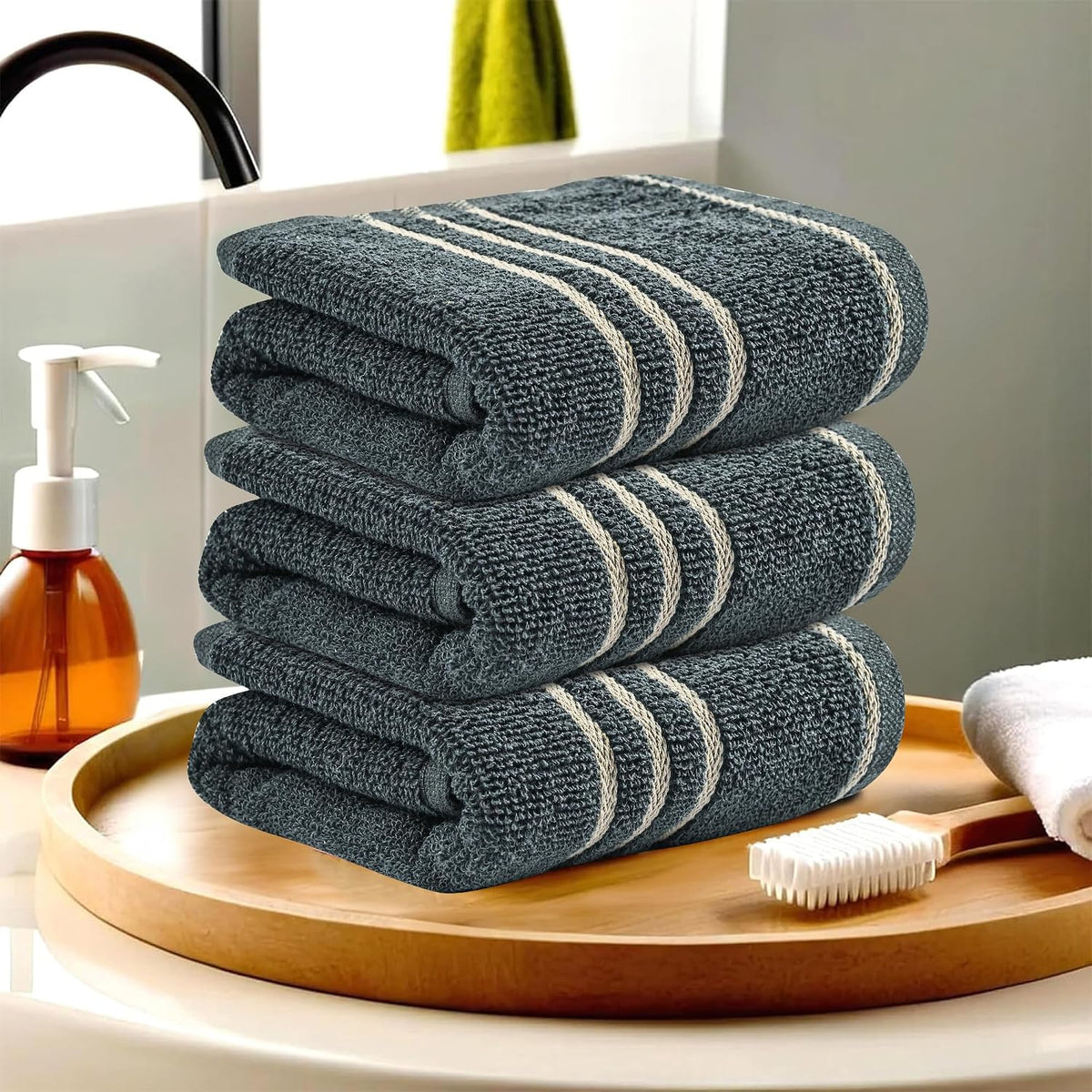 Kuber Industries Soft Cotton Face Towel 450 Gsm | Easily Washable Face Towels (Dark Grey) - Pack Of 3