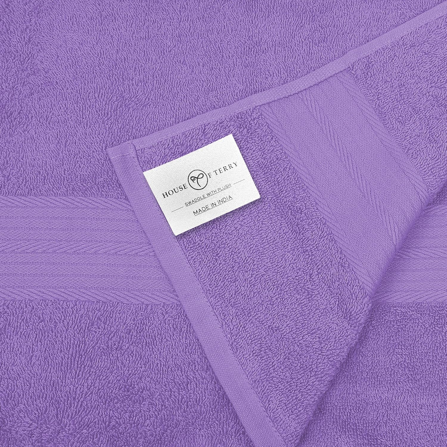 House Of Terry 100% Cotton Bath Towel 1000 Gsm | Quick Dry, Soft & Absorbent, Fade-Resistant, Skin-Friendly Large Size Towel (Brown & Lilac) - Pack Of 2