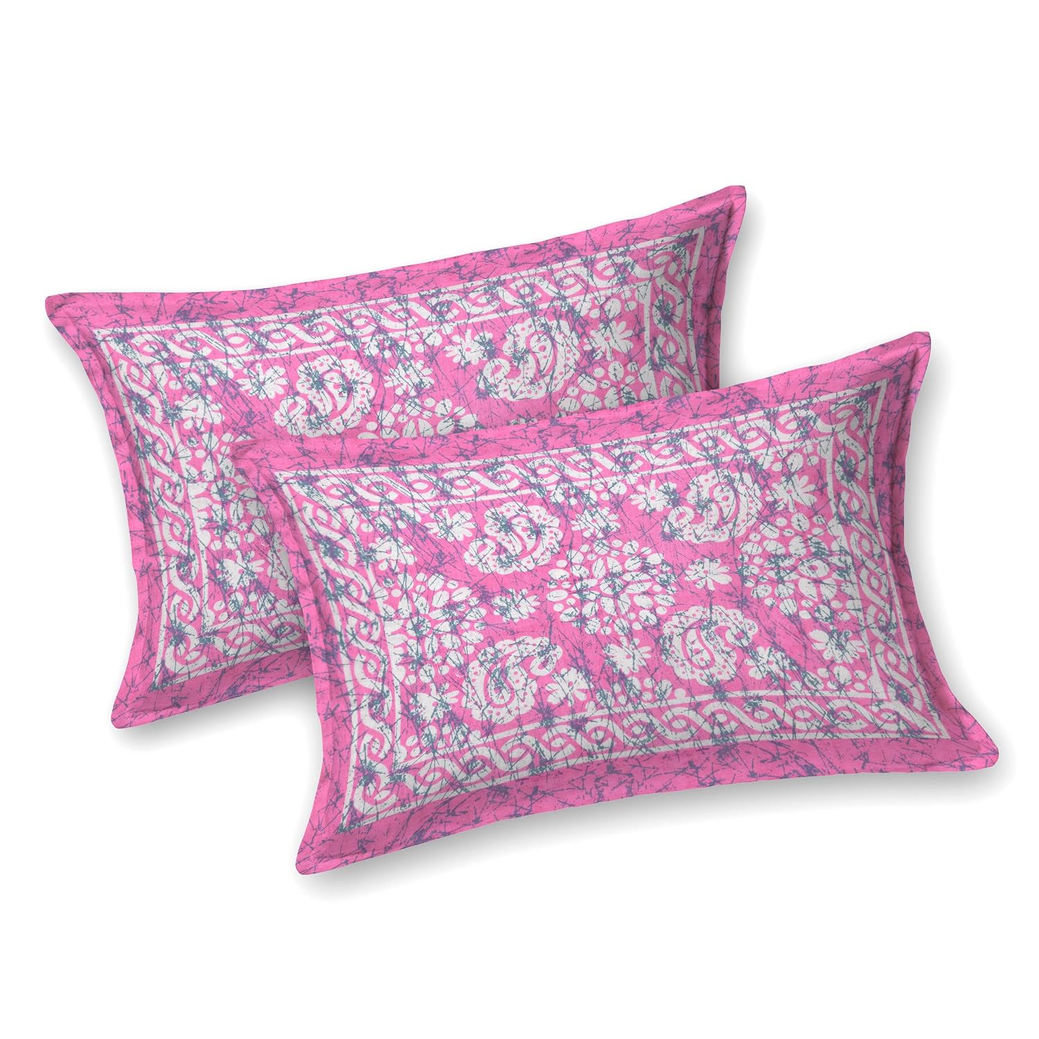 Handloom Printed Double Bedsheet For Queen Size With 2 Matching Pillow Cover | Size 90 X 100 Inches, Light Pink - Cotton Bedsheets For Double Bed | Soft & Smooth