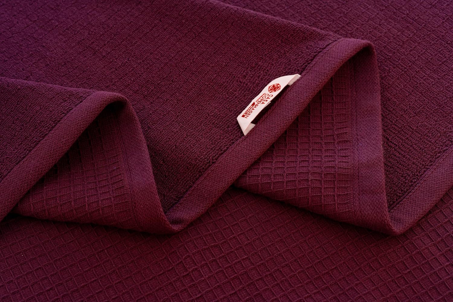 Casa Copenhagen Egyptian Cotton Waffle 1 Pcs Large Bath Towel 500 Gsm (Burgundy)