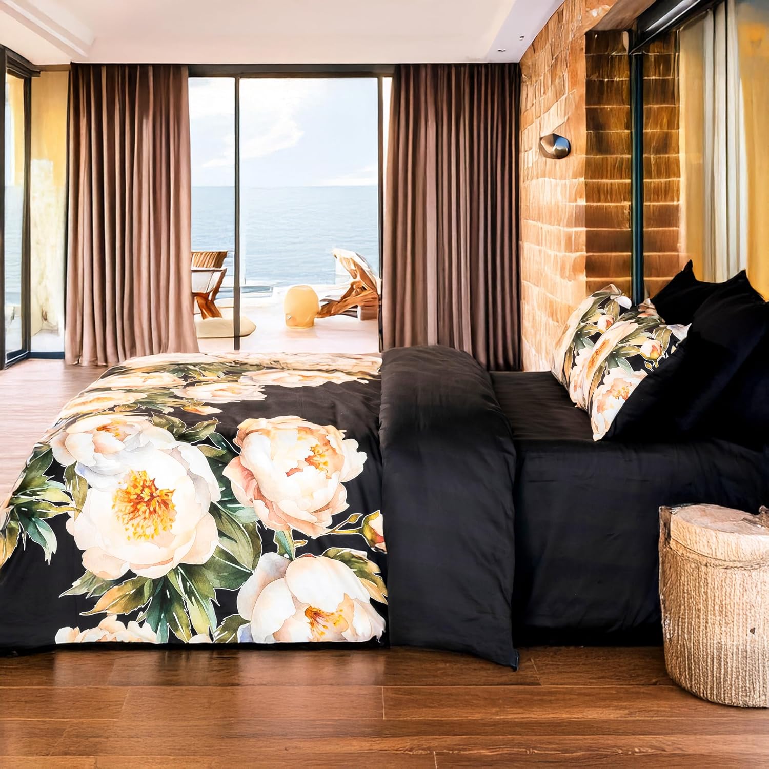 Printed Cotton Bedsheet For Queen Size With 2 Pillow Cover | 88 X 100 Inches, Black | Wrinkle Free Soft Perfect For Everyday Use