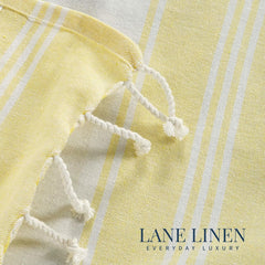 Lane Linen Large Turkish Beach Towel 699 Gsm | Lightweight Towel For Adults Oversized Pool Towels, Absorbent, Quick Dry Durable Sand Proof Beach Towel - Yellow (2 Pack)