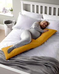 Full Body Pillow, Maternity Pillow For Sleeping, Back Support, Mustard Color - 18 X 54 Inch | Pregnancy Pillows, Microfiber Filling, Removable Cover, Lightweight, Foldable, Adjustable Pillow