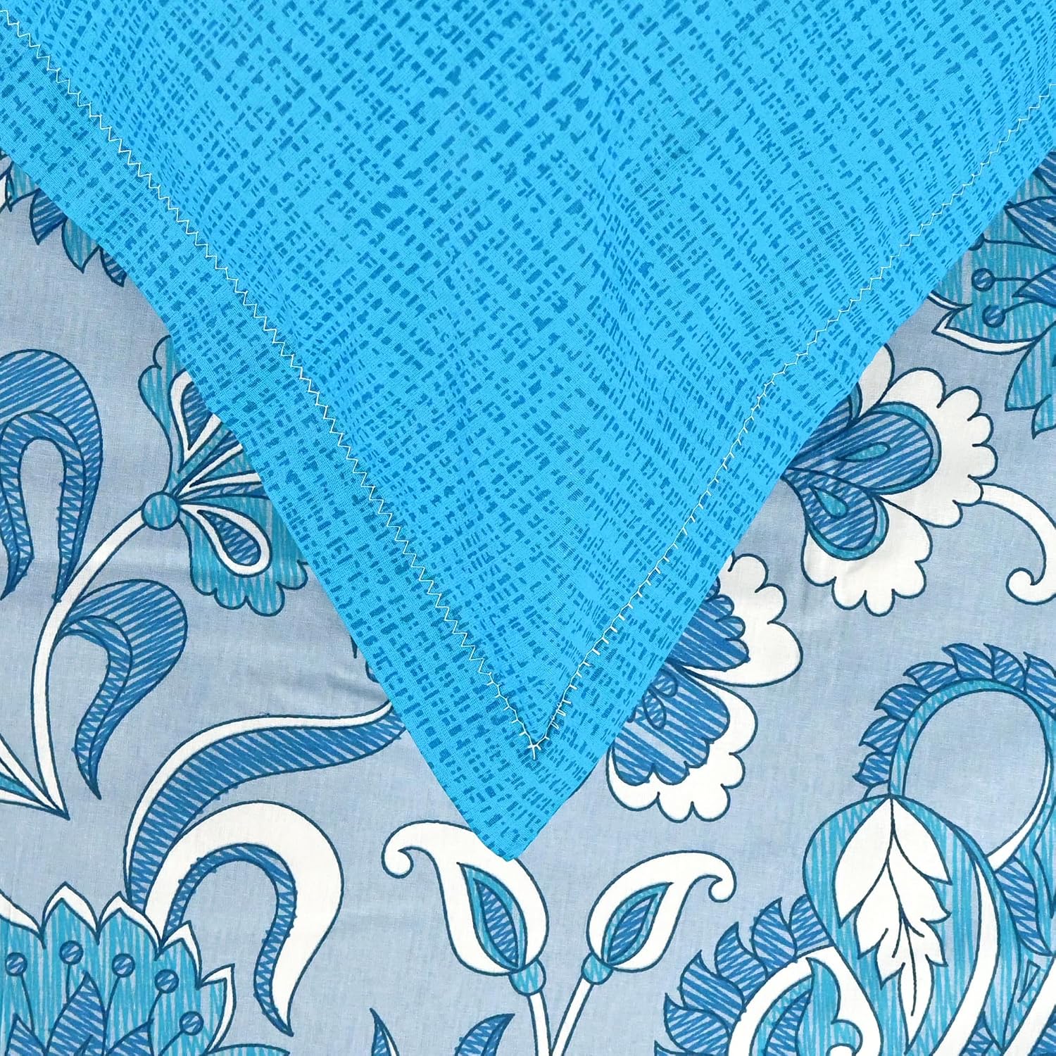 1 Single Bedsheet With 1 Pillow Cover - 57 X 87 Inches, Sky Blue | 144 Thread Count Lightweight, Soft, Skin Friendly - Everyday Use Cotton Bedsheet