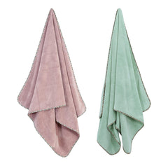 Spread Spain Microfiber Hand Towel 400 Gsm | Super Soft & Highly Absorbent Hand Towel For Gym & Workout Towels - Rose & Olive (Pack Of 2)