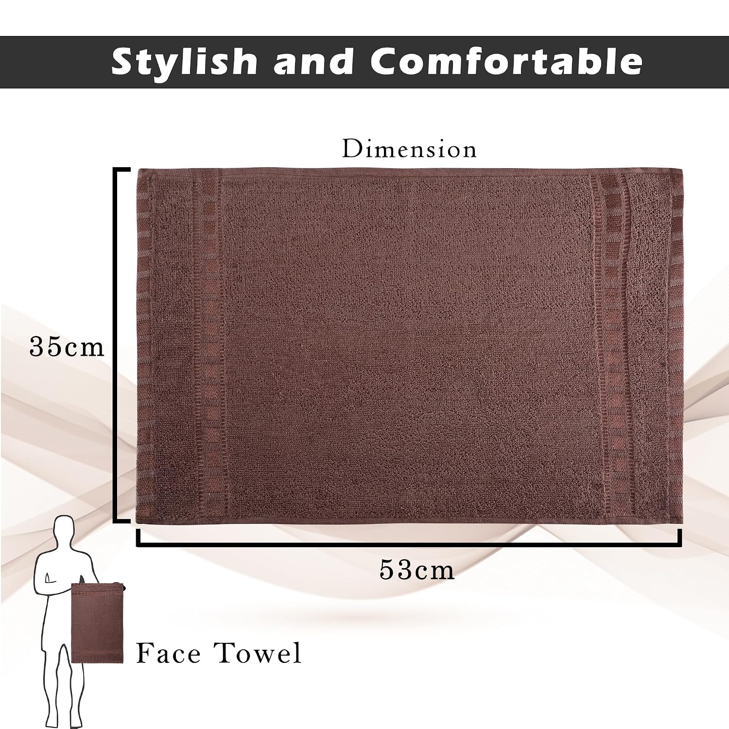 Heart Home Cotton Hand & Face Towels 1200 Gsm | For Men & Women Easily Washable Workout Gym Towel - Grey & Brown (Pack Of 6)
