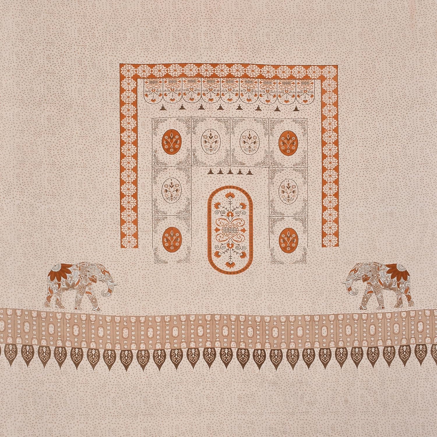 100% Cotton Double Bedsheet With 2 Pillow Covers Rajasthani Jaipuri Traditional Floral King Size Bedsheet - 90 X 90 Inches, Beige | 200 Thread Count Bedsheet