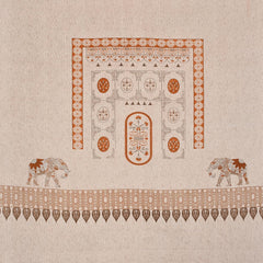 Printed Cotton Double Bed Bedsheet With Pillow Cover - 90 X 100 Inches, Beige | Traditional Jaipuri Print Designs Bedsheet