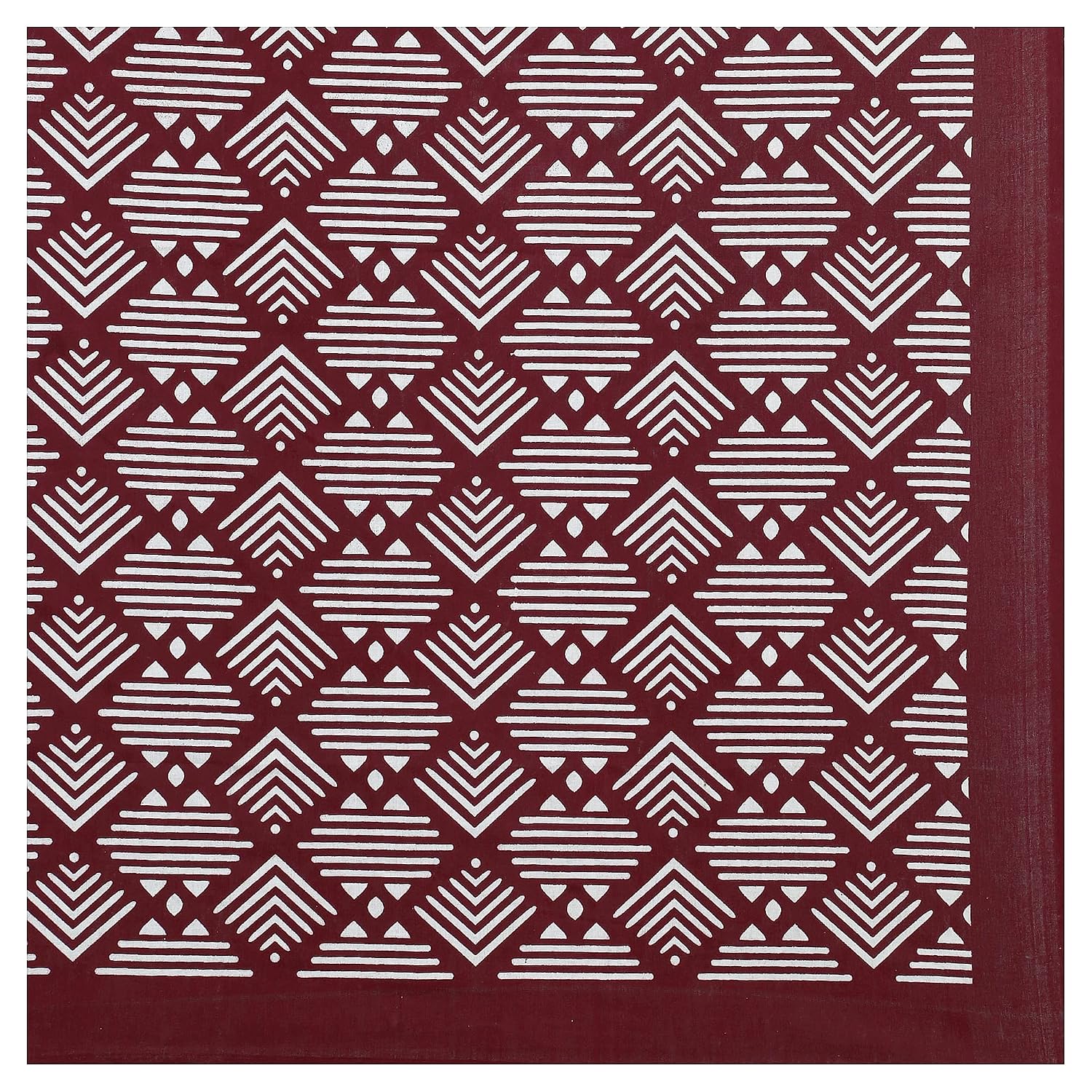 Printed Double Bedsheets For King Size With Tow Matching Pillow Covers - 90 X 100 Inches, Maroon & White | Comfort Jaipuri Collection Bedsheet - Suitable For All Seasons
