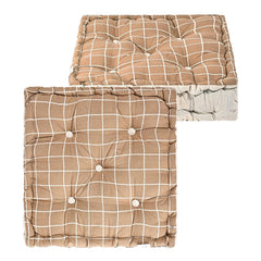 Soft & Comfortable Cotton Chair Cushion Pillow For Sitting, Check Print - Brown | Pillow For Office Work & Posture Support | Sitting Cushion & Back Rest For Chair, Pain Relief - Pack Of 2